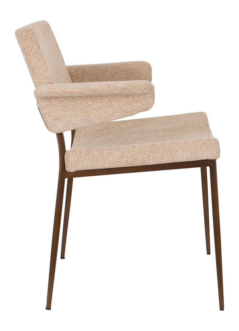 Sessel Portland im 2er-Set, Beige mit Metallgestell in Antik-Optik