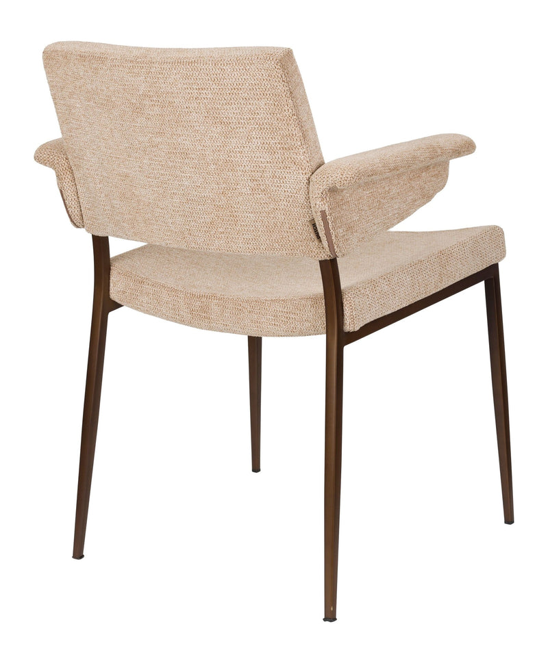 Sessel Portland im 2er-Set, Beige mit Metallgestell in Antik-Optik