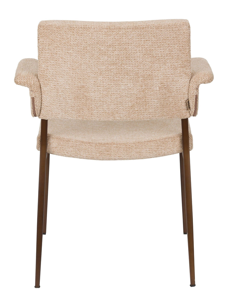 Sessel Portland im 2er-Set, Beige mit Metallgestell in Antik-Optik