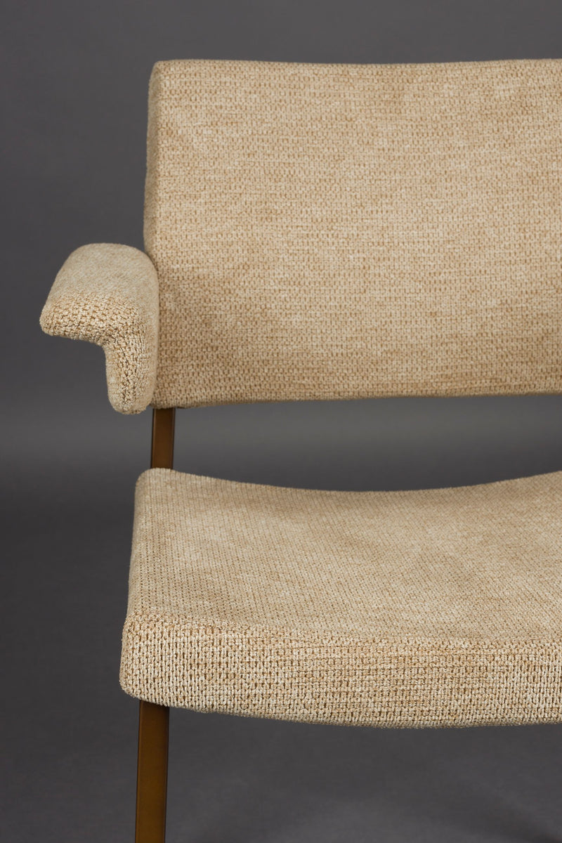 Sessel Portland im 2er-Set, Beige mit Metallgestell in Antik-Optik