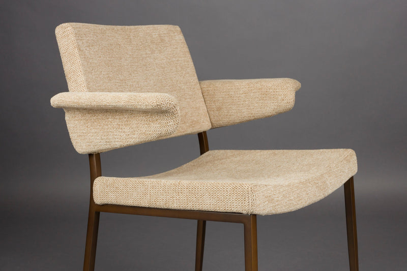 Sessel Portland im 2er-Set, Beige mit Metallgestell in Antik-Optik