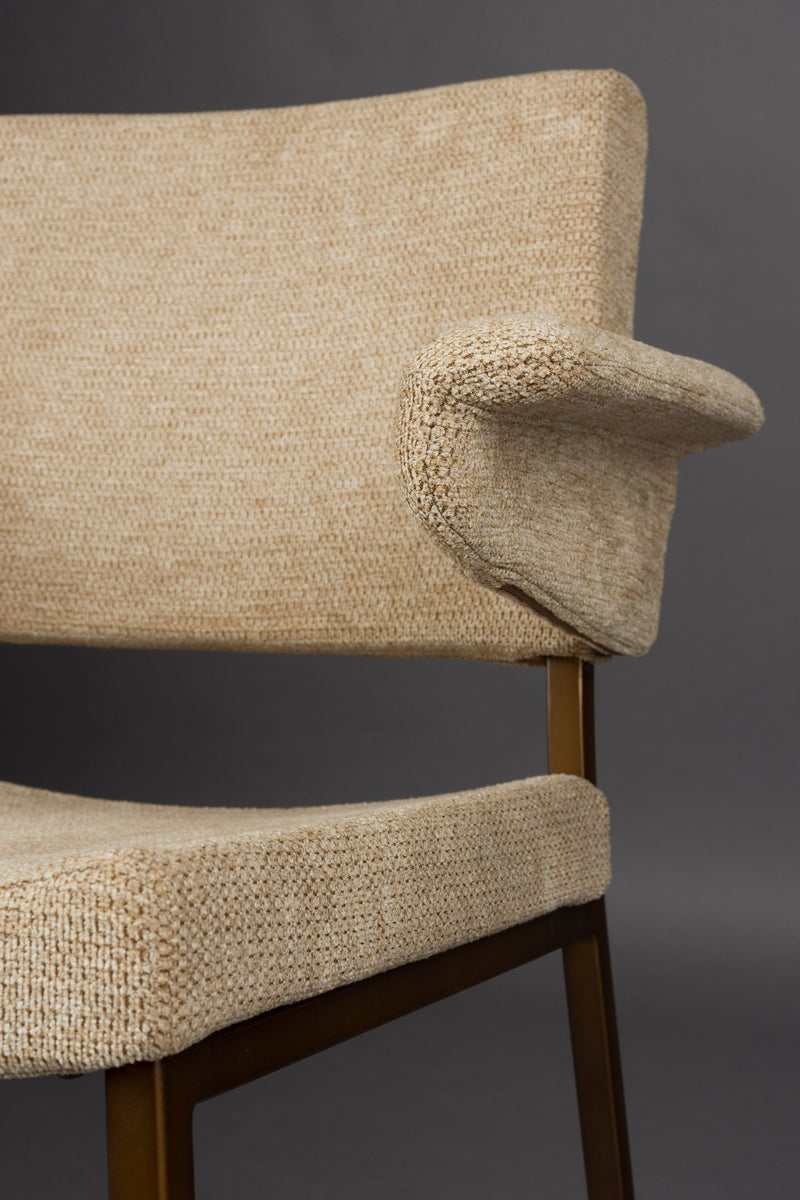 Sessel Portland im 2er-Set, Beige mit Metallgestell in Antik-Optik