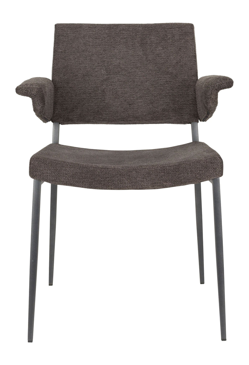 Esszimmersessel Portland im 2er-Set, Grau mit schwarzem Metallgestell
