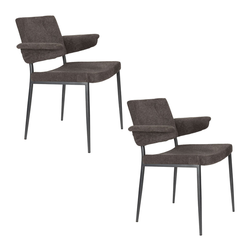 Esszimmersessel Portland im 2er-Set, Grau mit schwarzem Metallgestell