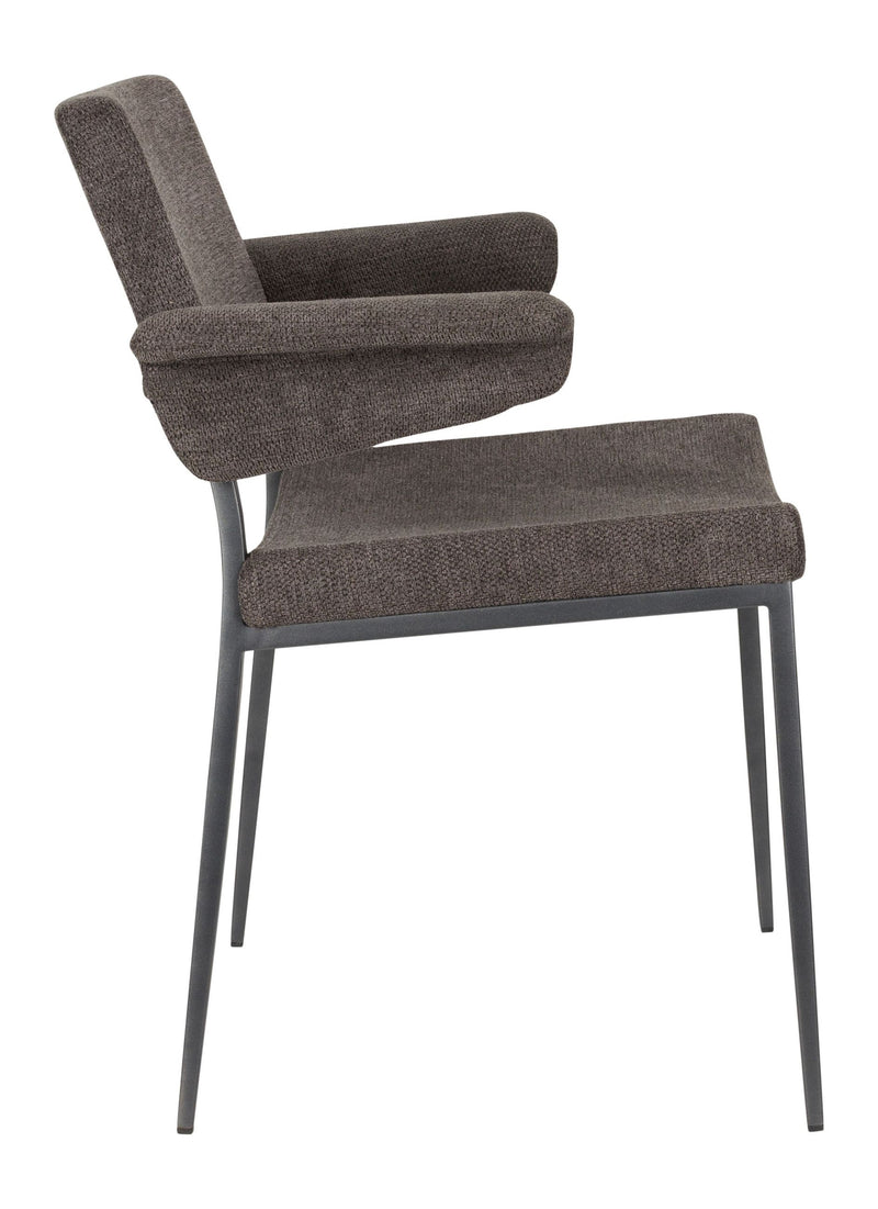 Esszimmersessel Portland im 2er-Set, Grau mit schwarzem Metallgestell