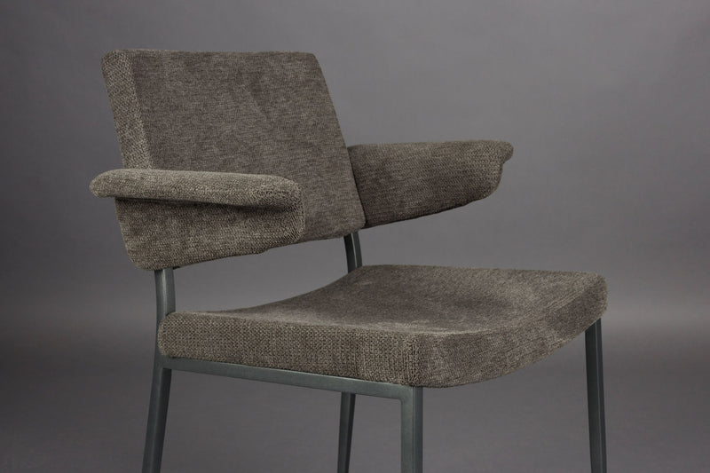 Esszimmersessel Portland im 2er-Set, Grau mit schwarzem Metallgestell