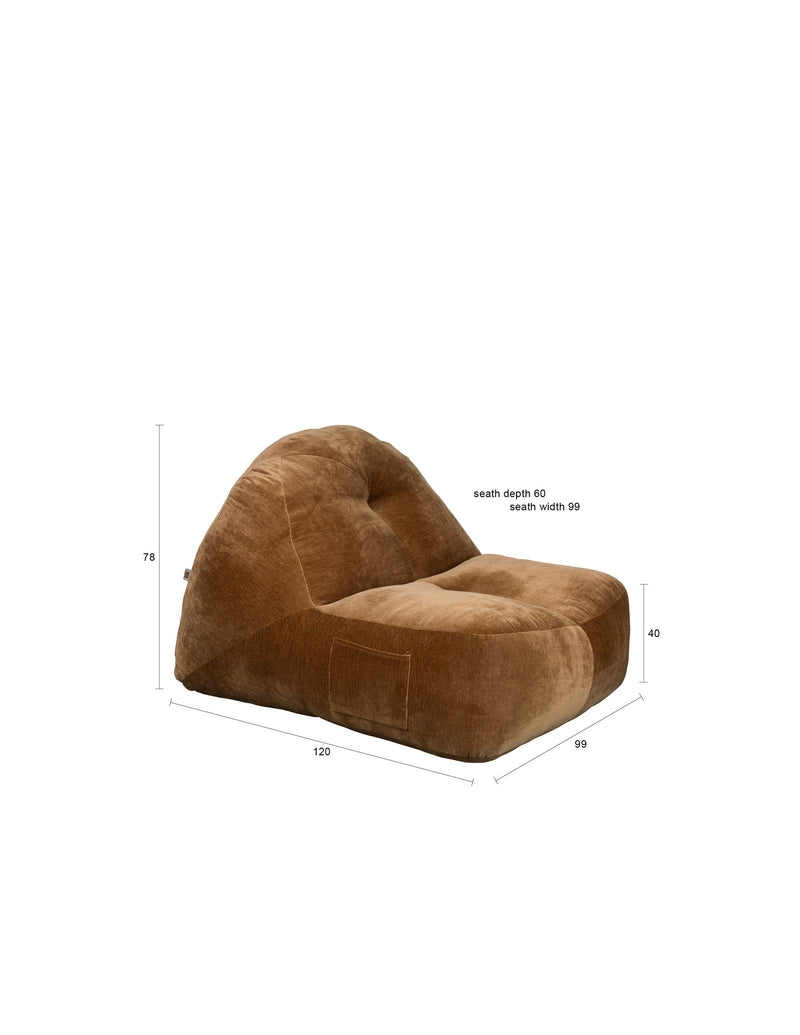 Loungesessel Tombag von Dutchbone, Sitzsack in Braun mit Samt-Bezug
