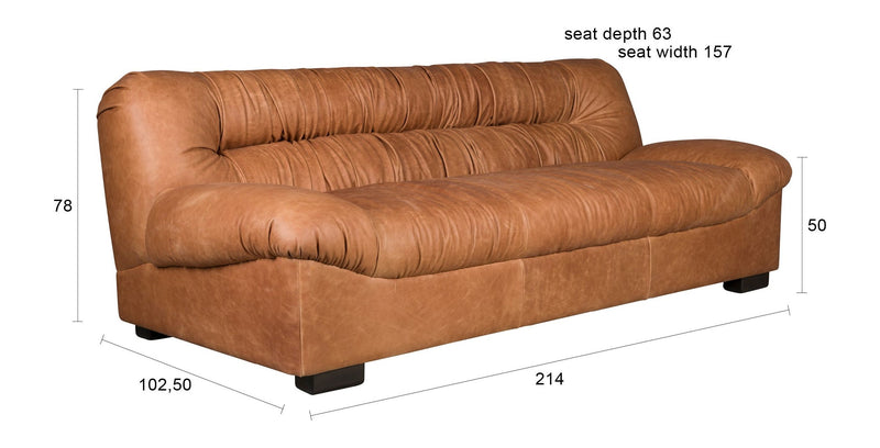3-Sitzer Sofa Douglas aus Leder in Cognac von Dutchbone