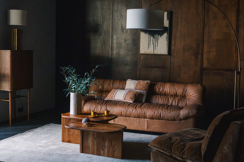 3-Sitzer Sofa Douglas aus Leder in Cognac von Dutchbone