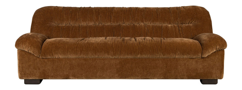 Sofa Douglas 3-Sitzer in Cognac mit Holzbeinen aus Gummibaumholz