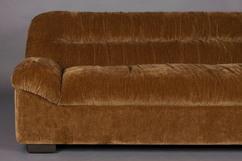 Sofa Douglas 3-Sitzer in Cognac mit Holzbeinen aus Gummibaumholz