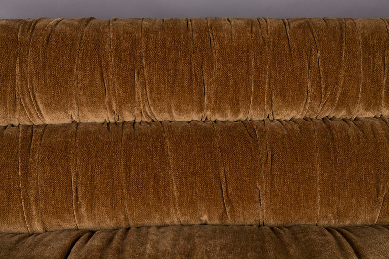 Sofa Douglas 3-Sitzer in Cognac mit Holzbeinen aus Gummibaumholz
