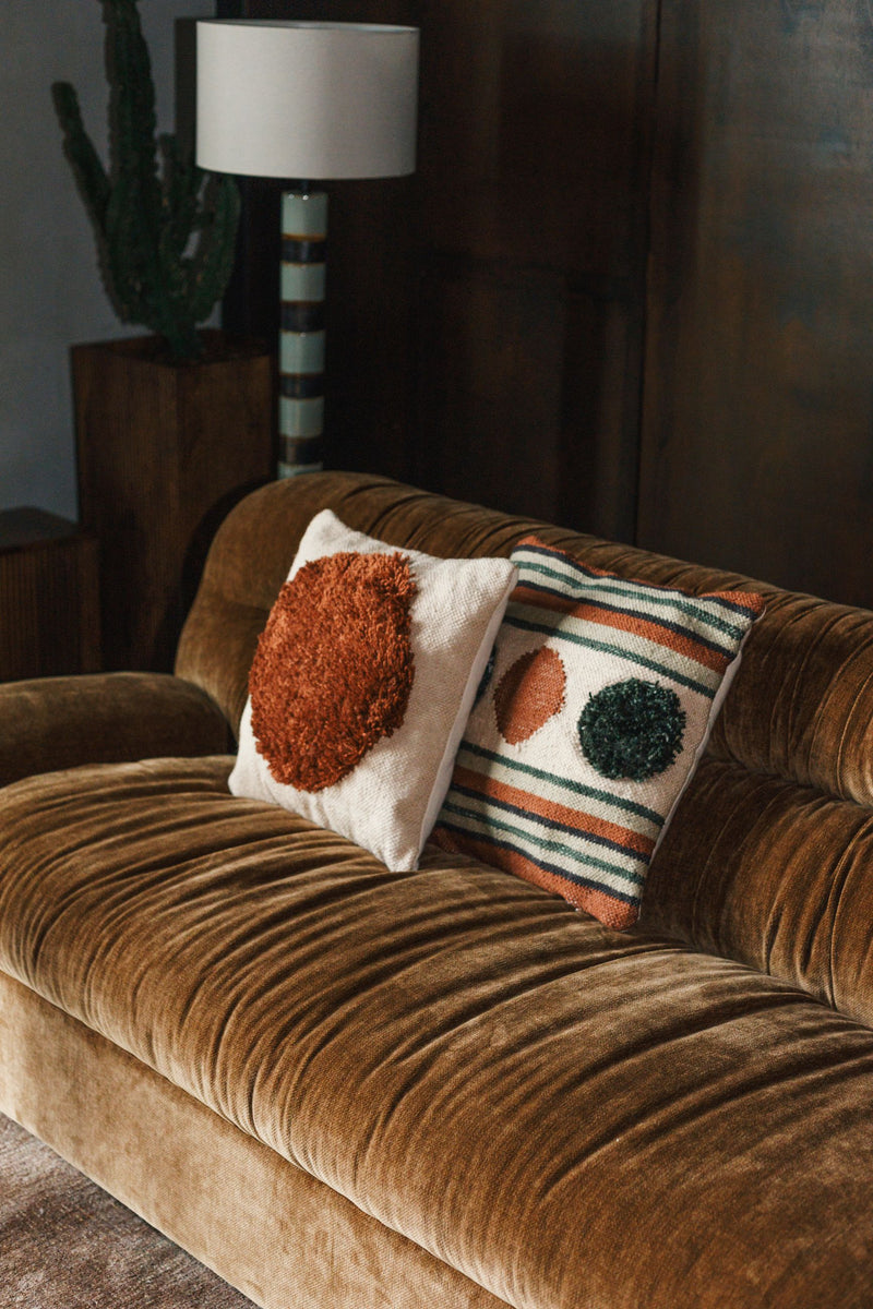 Sofa Douglas 3-Sitzer in Cognac mit Holzbeinen aus Gummibaumholz