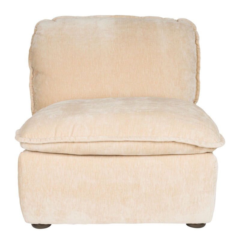 Loungesessel Radley Beige mit Veloursbezug, Holzbeinen von Dutchbone