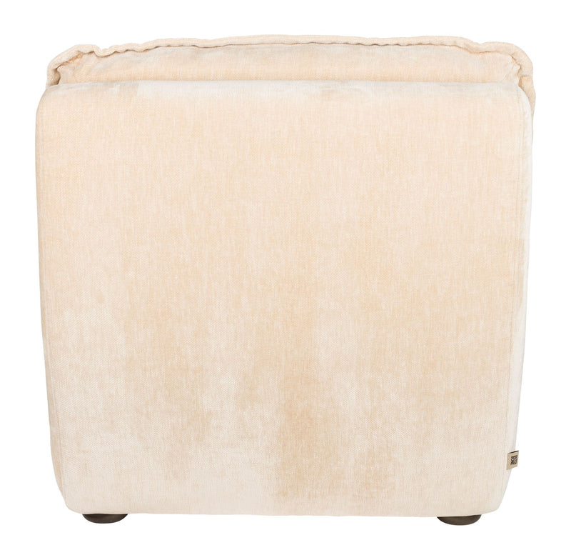 Loungesessel Radley Beige mit Veloursbezug, Holzbeinen von Dutchbone