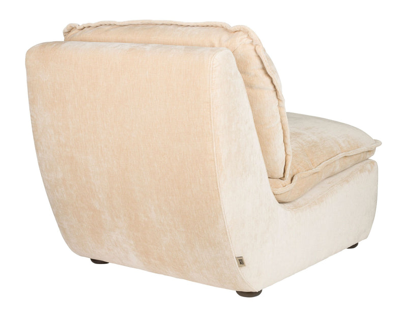 Loungesessel Radley Beige mit Veloursbezug, Holzbeinen von Dutchbone