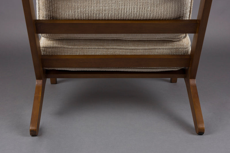 Loungesessel Washington mit Mangoholz-Gestell, Lederarmlehnen in Beige