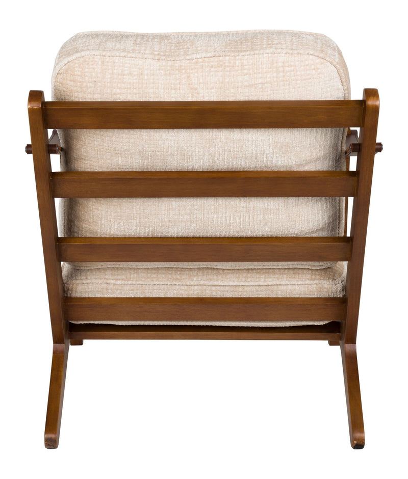 Loungesessel Washington mit Mangoholz-Gestell, Lederarmlehnen in Beige