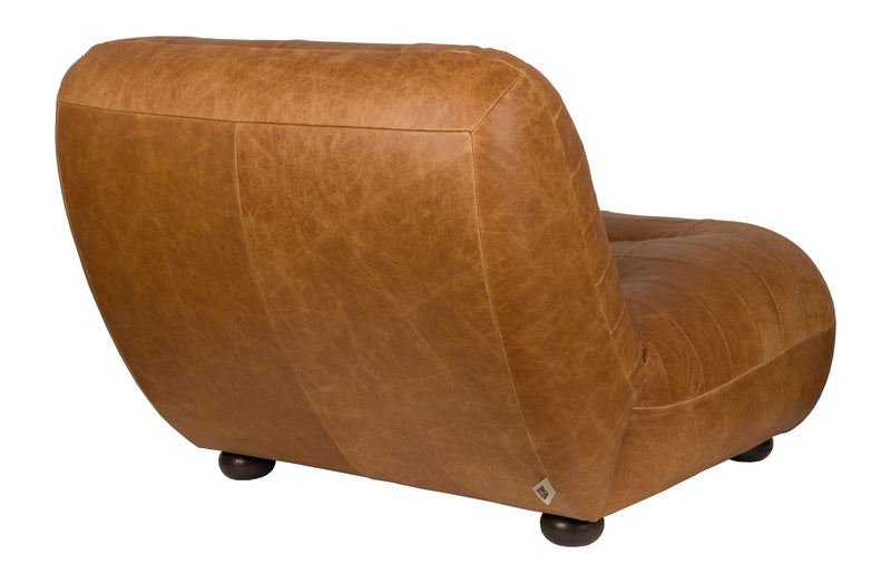 Loungesessel Wyatt Cognac aus Leder mit Gummibaumholz-Beinen