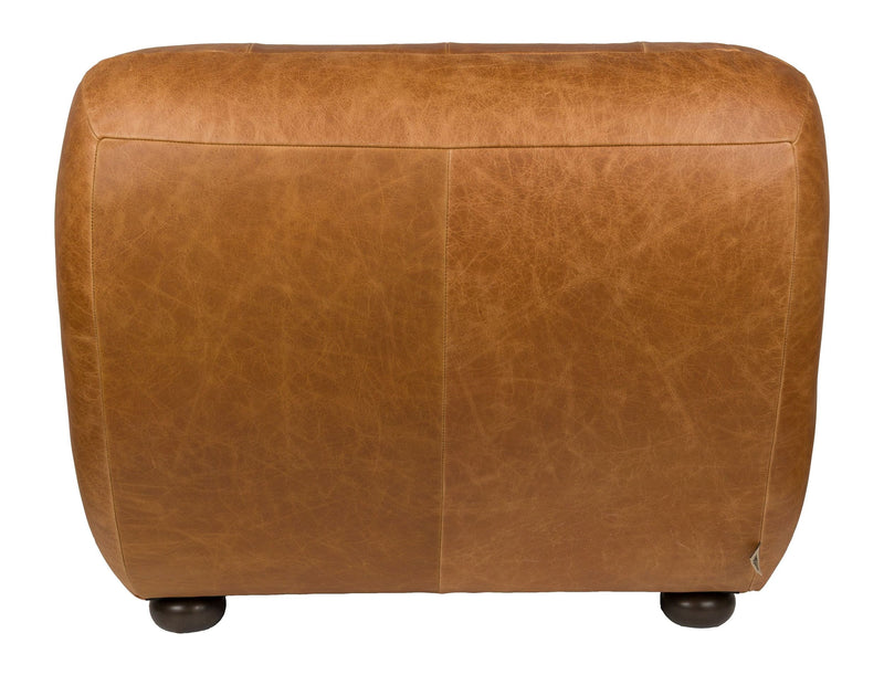 Loungesessel Wyatt Cognac aus Leder mit Gummibaumholz-Beinen