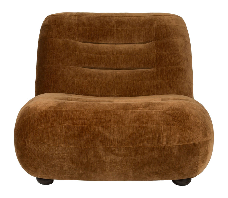 Loungesessel Wyatt Cognac mit Veloursbezug im Boho-Chic von Dutchbone