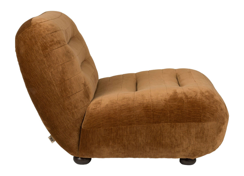 Loungesessel Wyatt Cognac mit Veloursbezug im Boho-Chic von Dutchbone