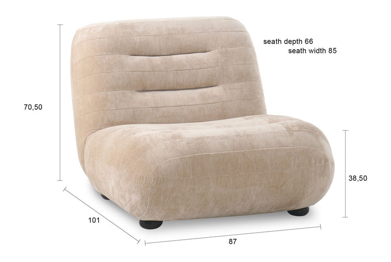Loungesessel Wyatt Dutchbone mit Veloursbezug Beige für Wohnzimmer