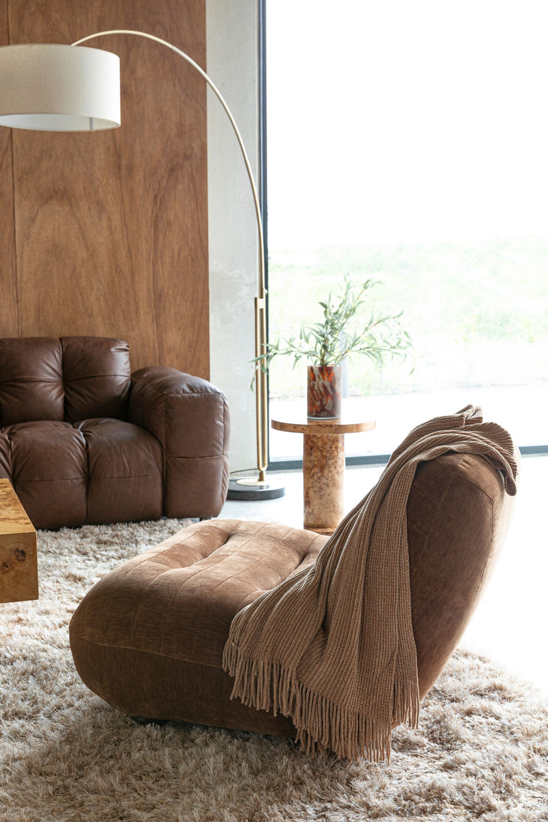 Loungesessel Wyatt Dutchbone mit Veloursbezug Beige für Wohnzimmer