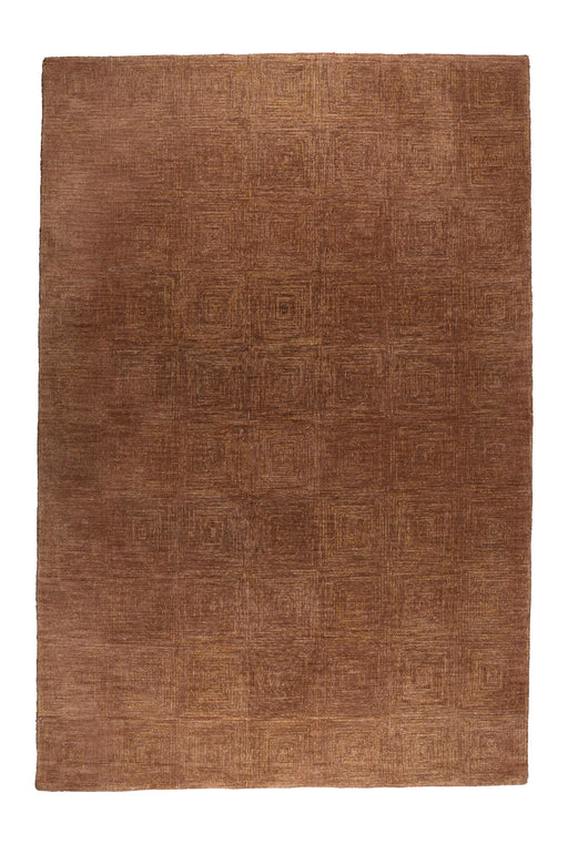 Teppich Maryland 200x300 Rust in Gesamtansicht mit geometrischem Boho-Chic-Muster in Rostbraun.