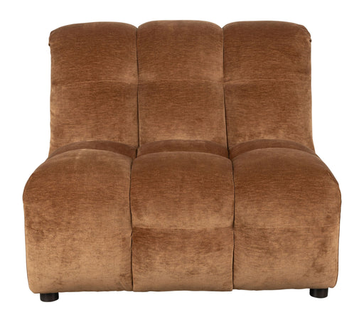 Sofa-Element Hackman Cognac, modularer Sessel mit braunem Velours-Bezug in Vorderansicht.