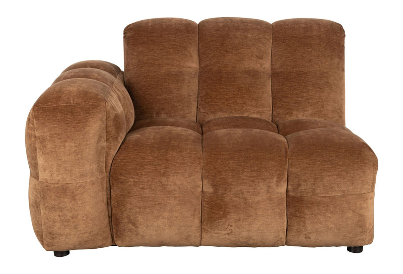 Sofa-Element Hackman mit Armlehne links, Cognac-Velours von Dutchbone
