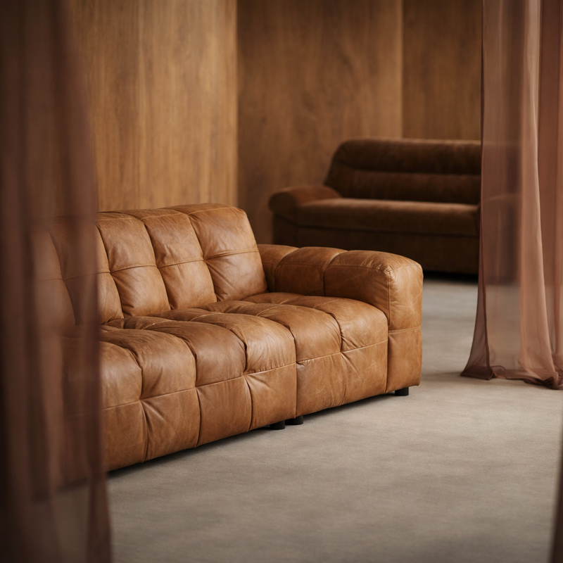 Sofa-Element Hackman mit Armlehne rechts, Velours Cognac, Dutchbone