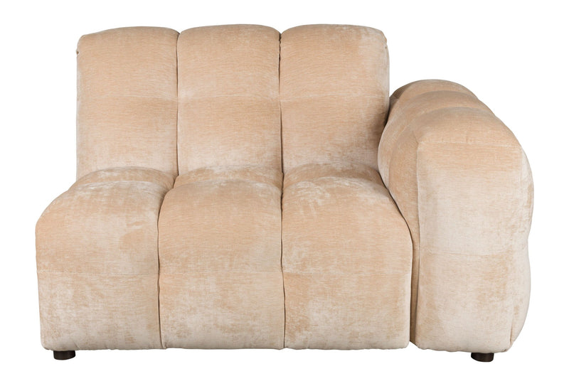 Sofa-Element Hackman mit Armlehne rechts, Velours Beige, Dutchbone
