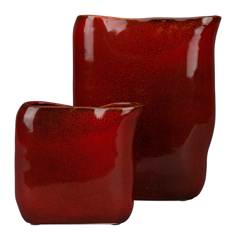 Handgefertigte Vase Edna M in Rot aus Keramik von Dutchbone