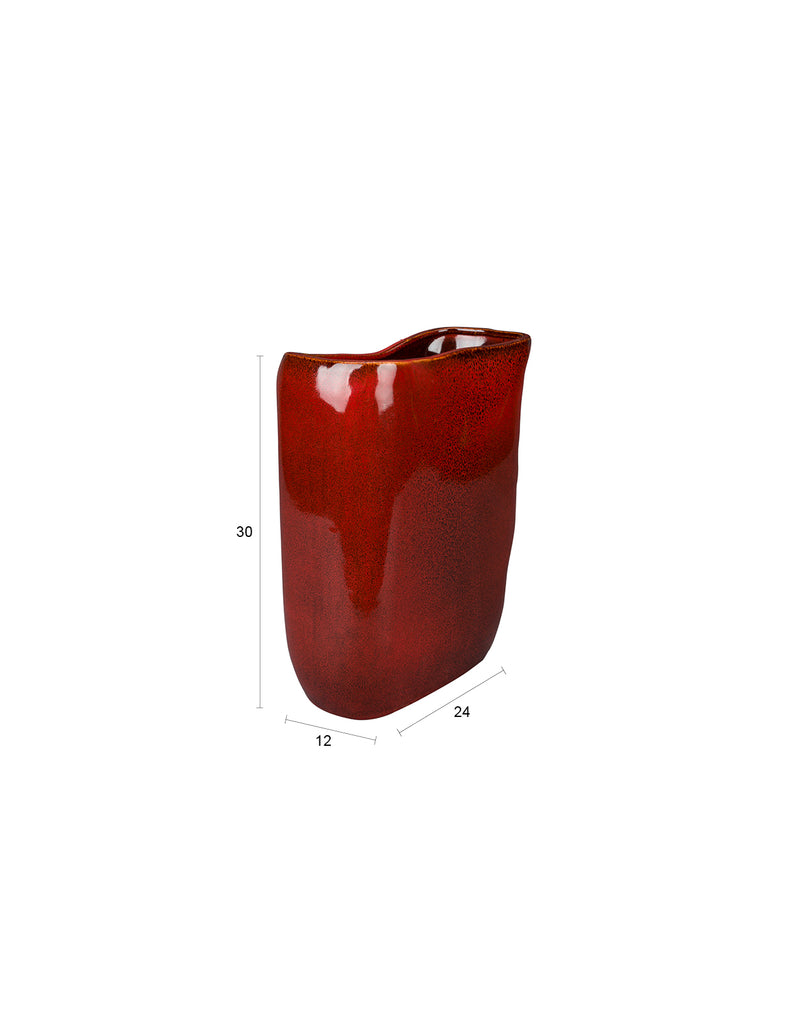 Handgefertigte Vase Edna M in Rot aus Keramik von Dutchbone