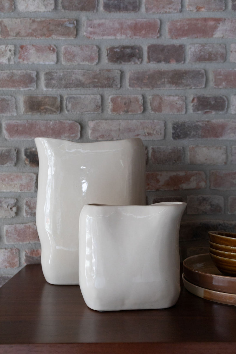 Deko-Vase Edna M Beige aus handgefertigter Keramik von Dutchbone
