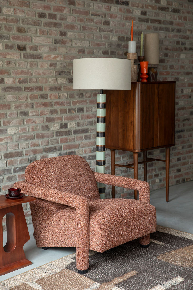 Loungesessel Kent Bordeaux Red mit Eukalyptusholz-Gestell im Boho-Stil