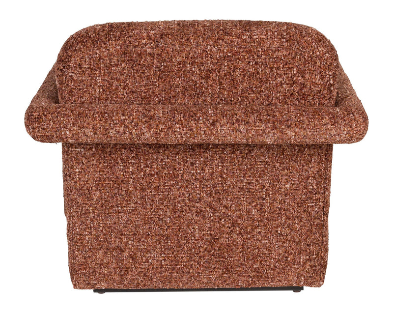 Loungesessel Kent Bordeaux Red mit Eukalyptusholz-Gestell im Boho-Stil
