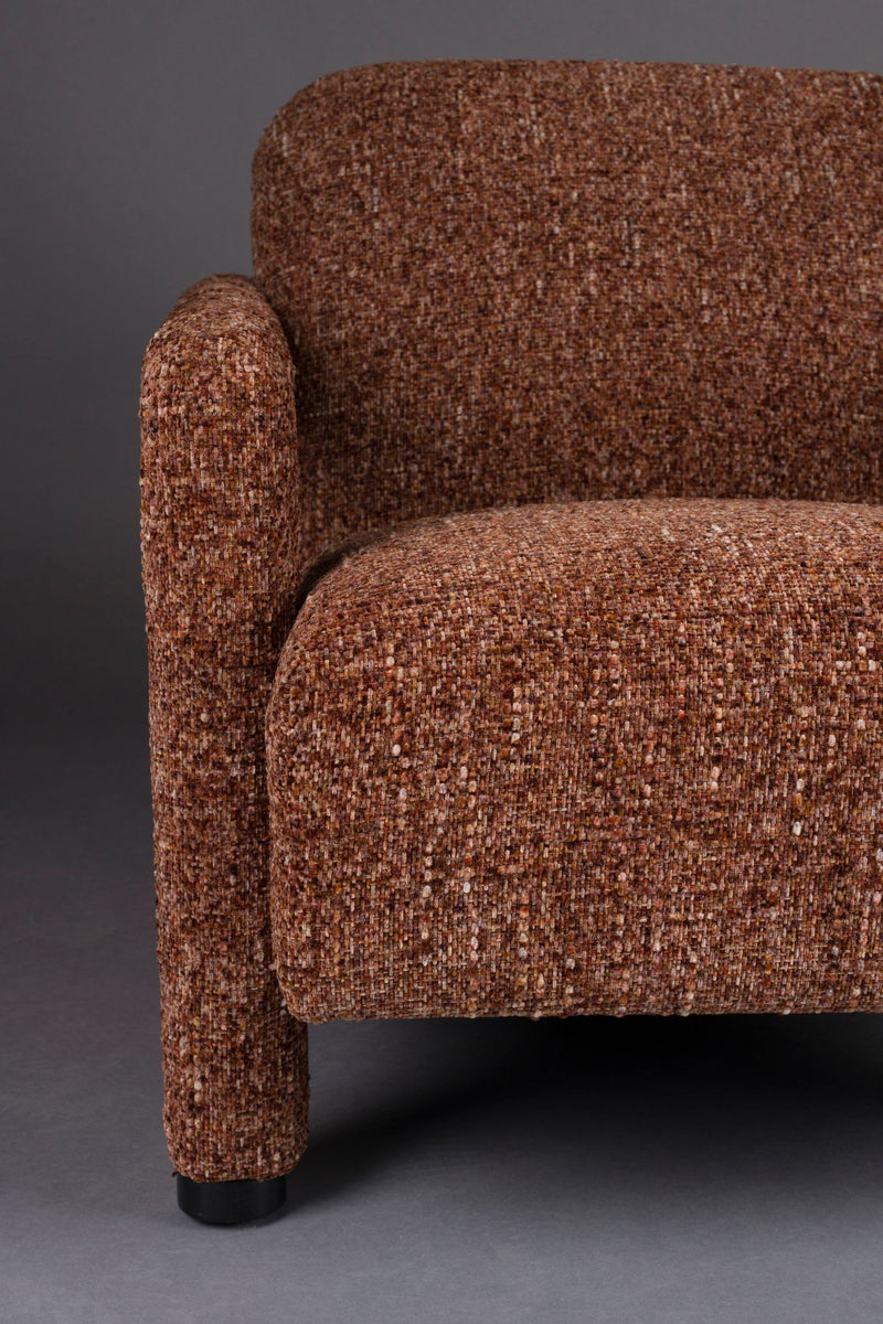 Loungesessel Kent Bordeaux Red mit Eukalyptusholz-Gestell im Boho-Stil