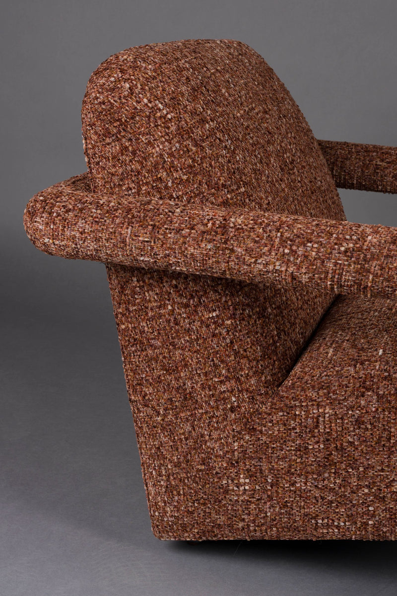 Loungesessel Kent Bordeaux Red mit Eukalyptusholz-Gestell im Boho-Stil