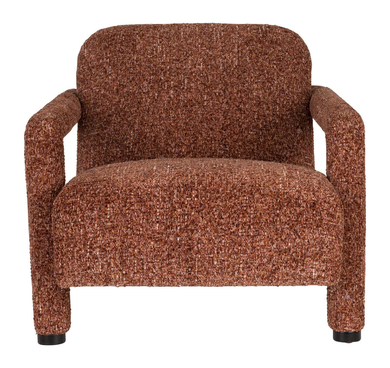 Loungesessel Kent Bordeaux Red mit Eukalyptusholz-Gestell im Boho-Stil