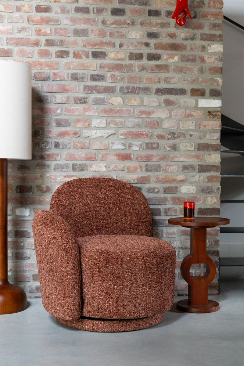 Loungesessel Rose in Bordeaux-Rot von Dutchbone, drehbar und gemütlich