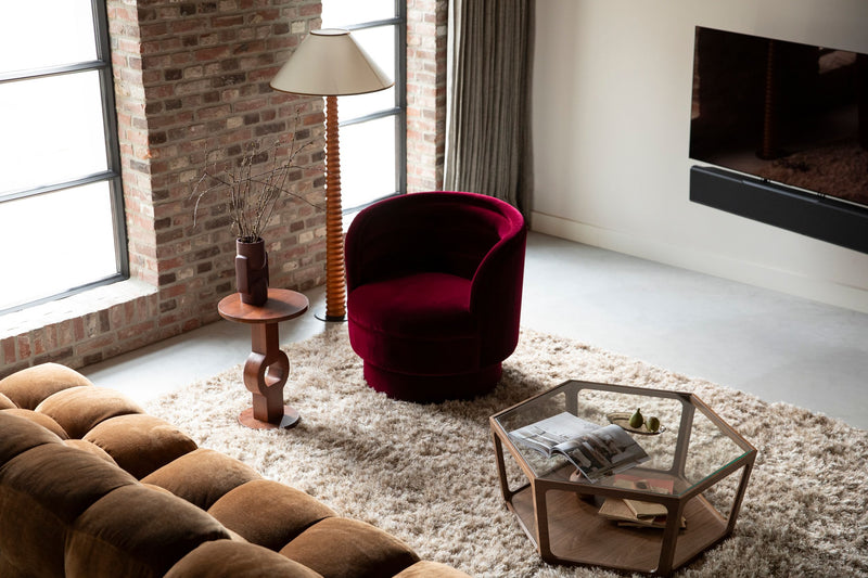 Loungesessel Dorothy in Rot mit drehbarem Sitz von Dutchbone