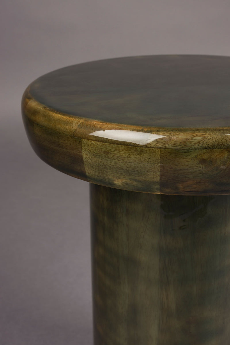 Beistelltisch Mush S aus Mangoholz in Grün mit rundem Design