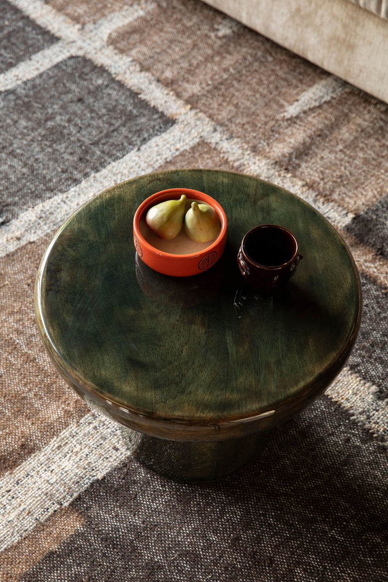 Beistelltisch Mush L von Dutchbone aus Mangoholz mit grünem Finish