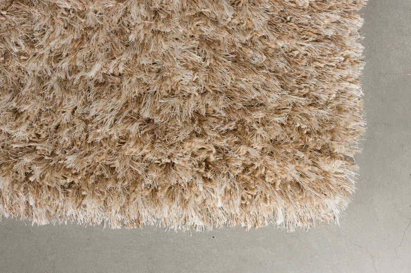 Teppich Hairy 160x230 aus Wolle in Beige, Boho-Chic fürs Wohnzimmer