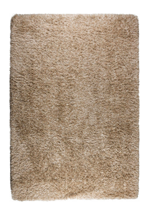 Teppich Hairy 200x290 cm in Beige mit hochfloriger Wollstruktur in Gesamtansicht.