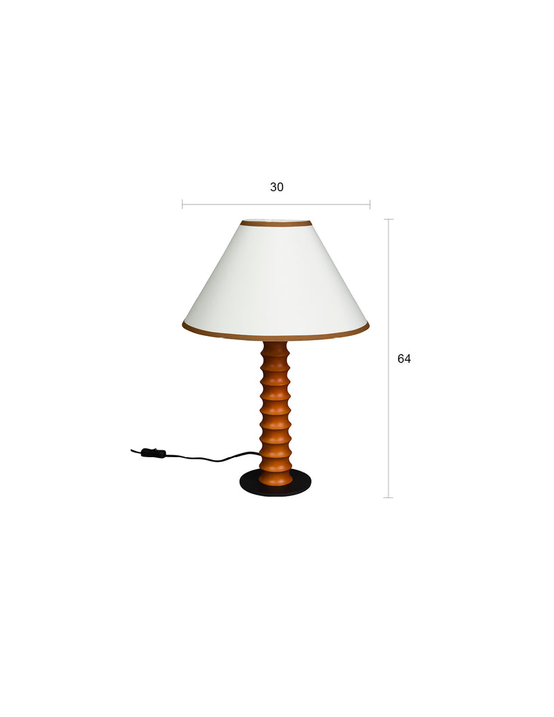 Tischlampe Horace aus Eichenholz mit Leinenschirm, E27-Fassung