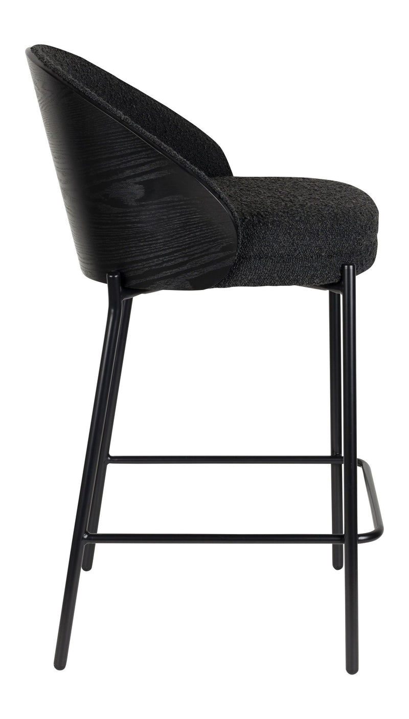 Barhocker Rodin im 2er-Set, Bouclé-Bezug in Schwarz von Dutchbone