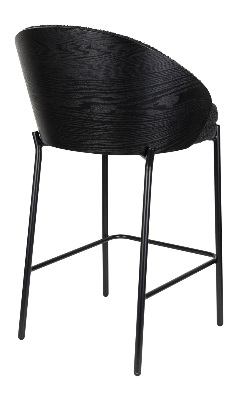 Barhocker Rodin im 2er-Set, Bouclé-Bezug in Schwarz von Dutchbone